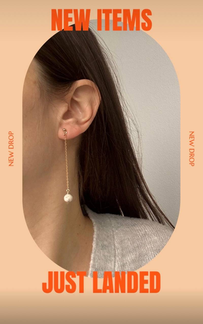 Natural Stone Earrings, 14K Gold Filled Never Take-Off No Fade Dangle Drop Teardrop Earrings von DesignByMayaDE