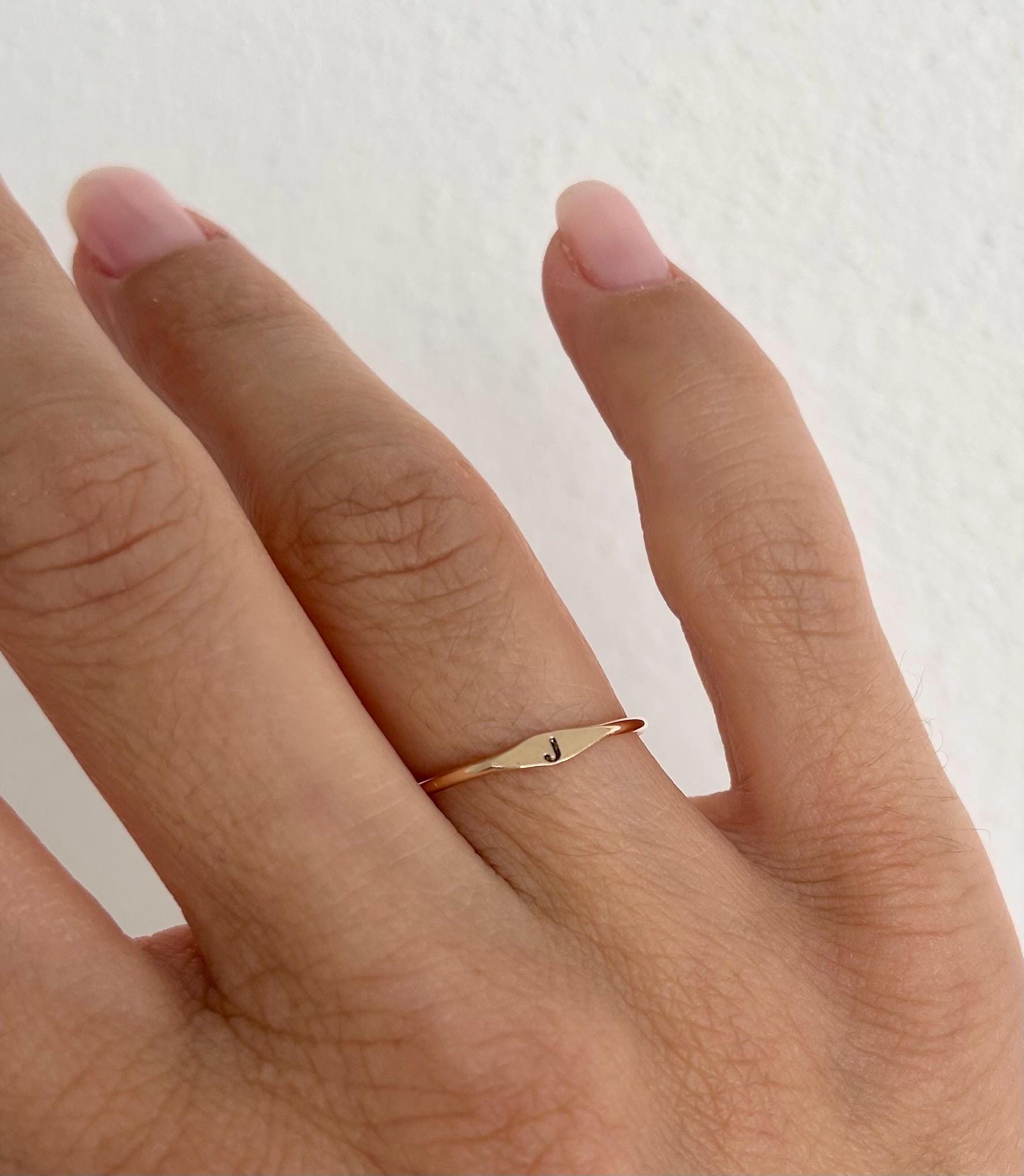 Tiny Initial Ring 14K Gold Filled | Handmade Waterproof & Skin Safe Everyday Wear Perfect Personalized Gift Tiny Initial Ring 14K Gold Filled | Handmade Waterproof & Skin Safe Everyday Wear Perfect Personalized Gift von DesignByMayaDE