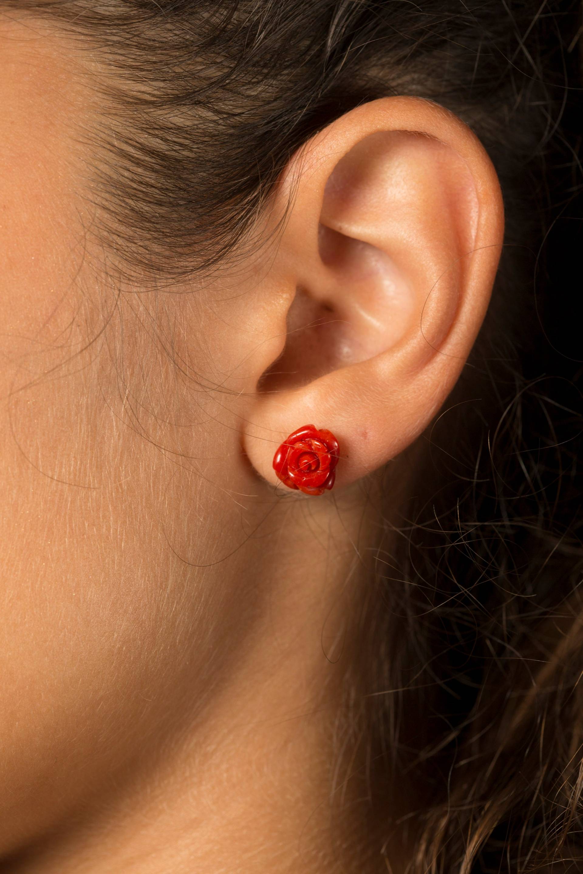 Rosa Ohrringe Aus Antiker Roter Koralle Tibet Rosa Ohrringe Aus Antiker Roter Koralle Tibet von DesignGemmeARTFUSION