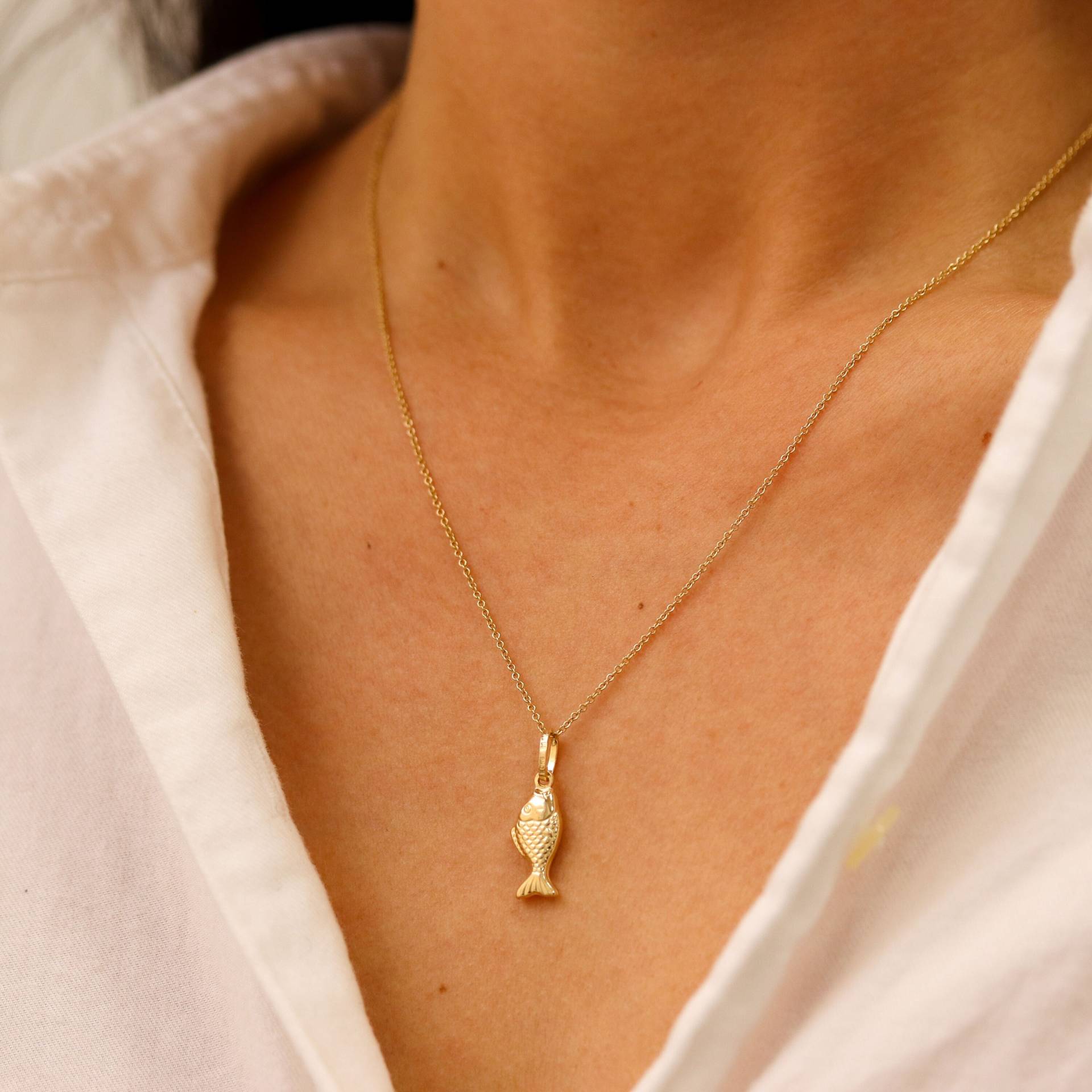 14K Gold Fisch Halskette, Ocean Schmuck von DesignGoldJewelry