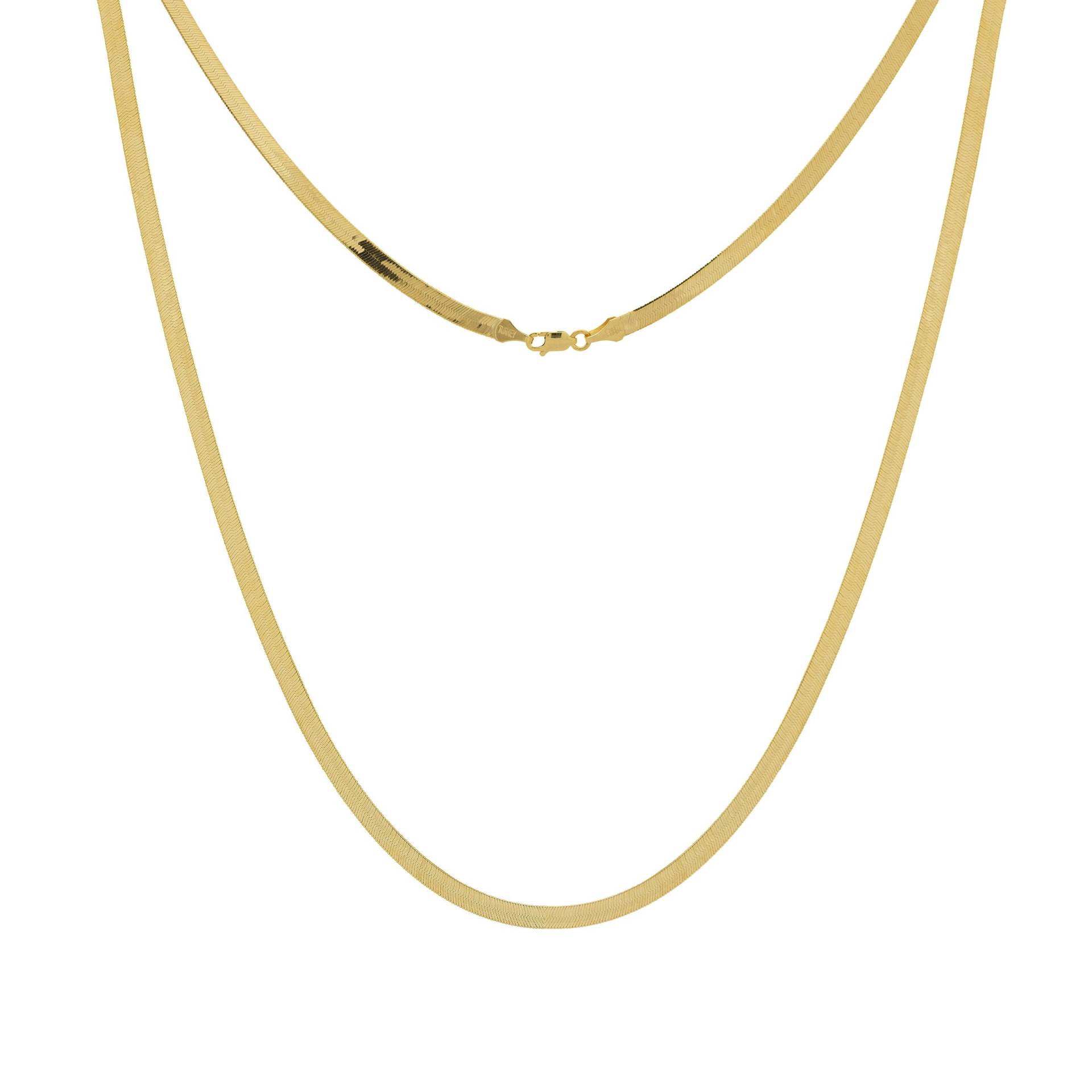 14K Gold Herringbone Kette Halskette, Schlange Layering Halskette von DesignGoldJewelry