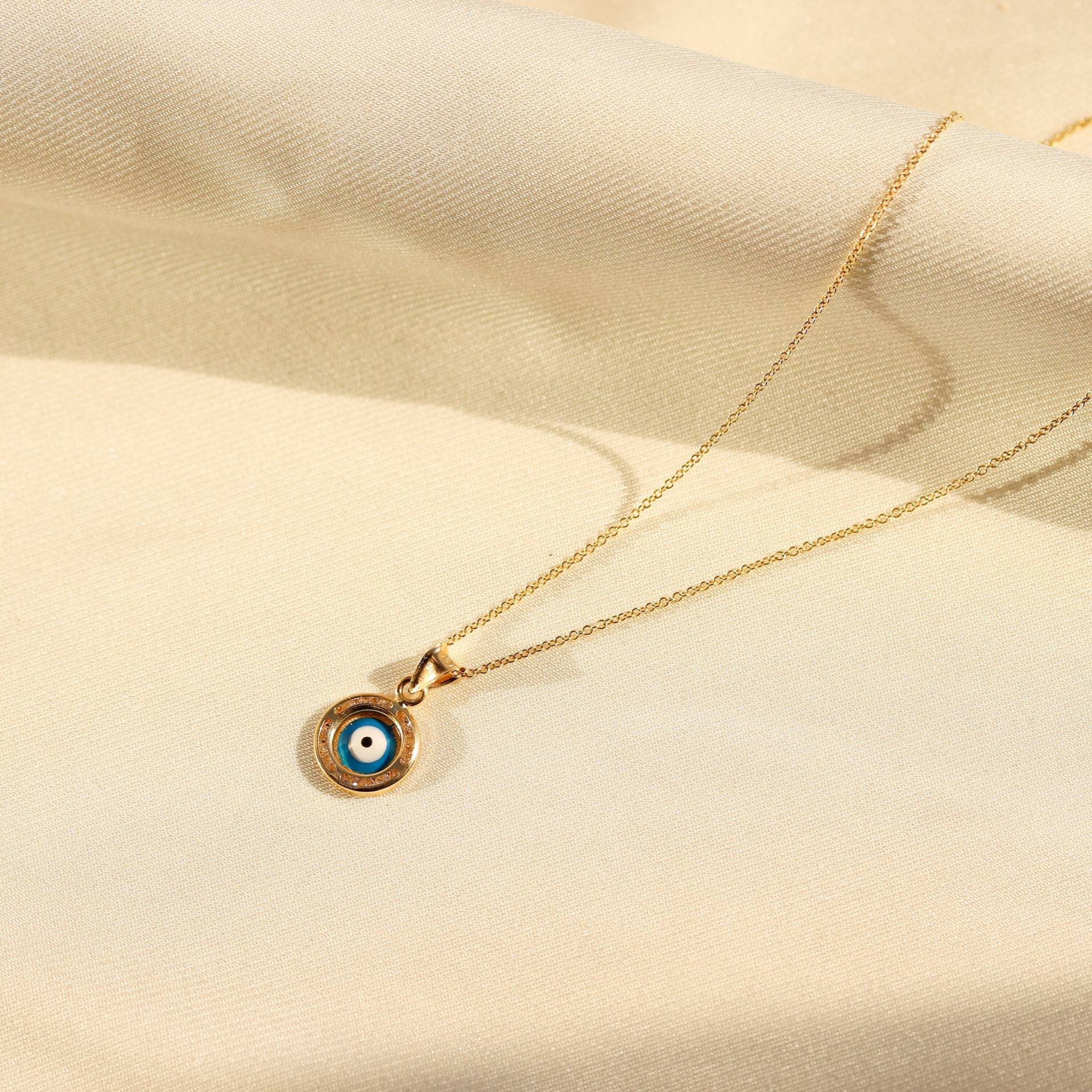 Böse Auge Gold Anhänger, Schmuck, 14K Halskette von DesignGoldJewelry