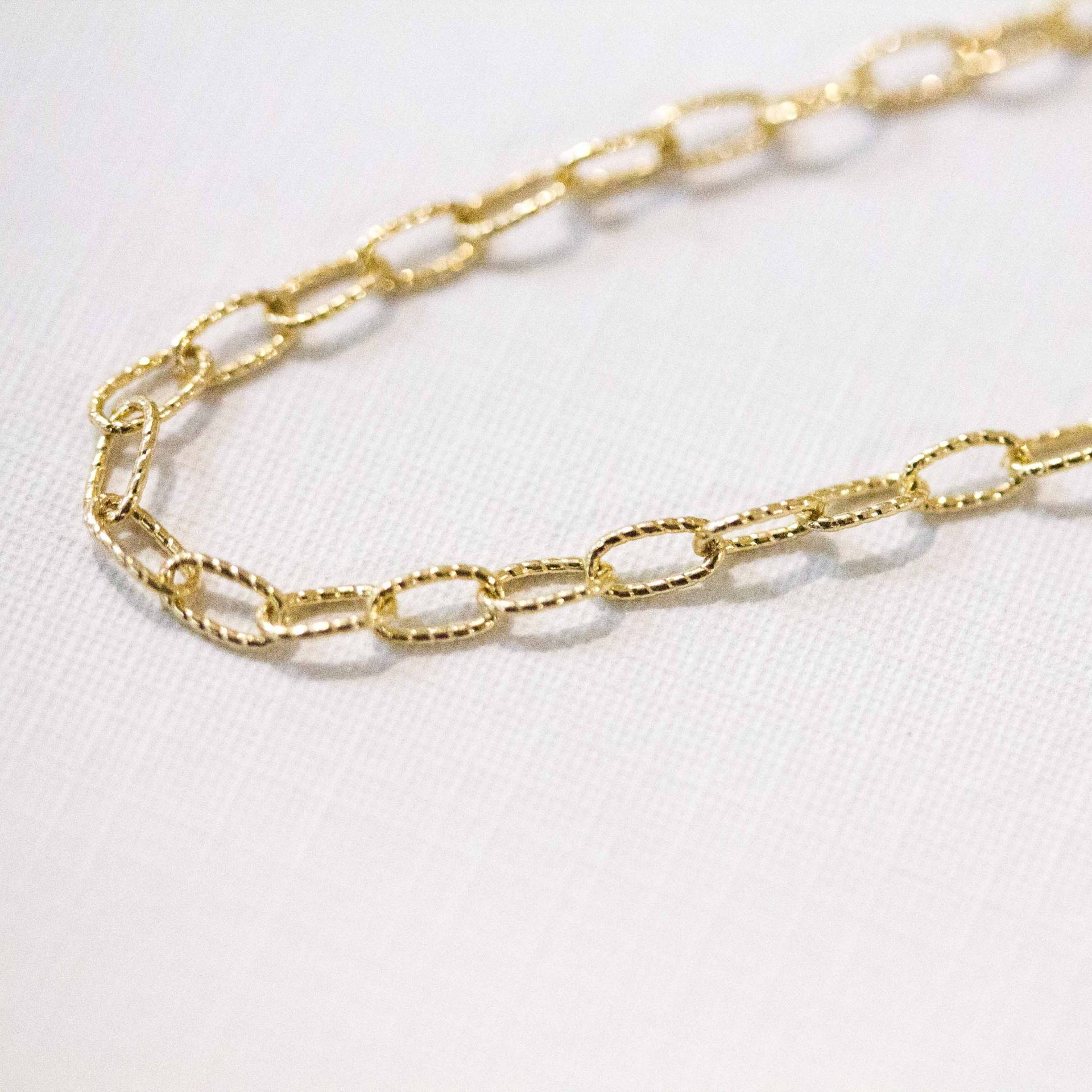 Solide 14K Gold Ovale Link Halskette, Zarte Zierliche Geschichtete Halskette von DesignGoldJewelry