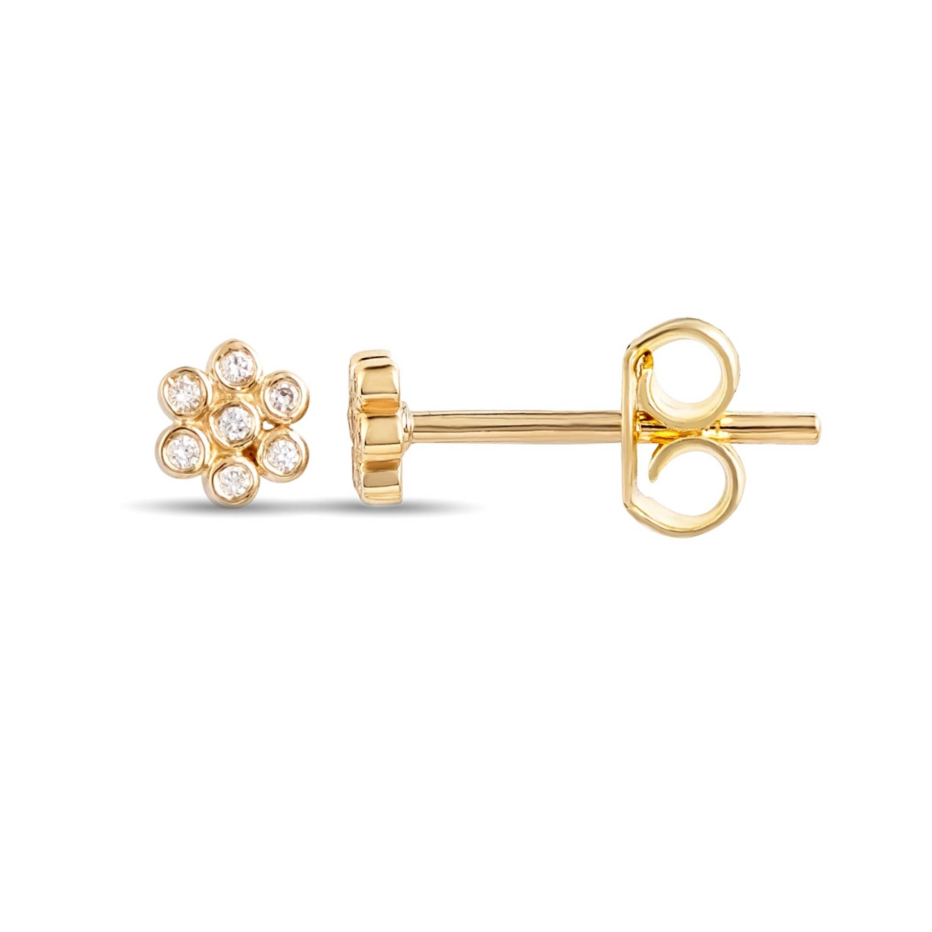 Diamant Blumenohrring/Gold Ohrstecker Minimaist Zierliche Kleine Ohrringe Für Frauen von DesignJewelryBox