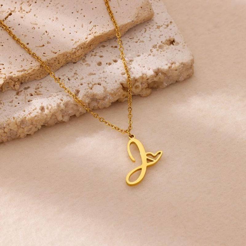 Gold Beginning Necklace With Small Heart Custom Letter Personalized Gifts For Bridesmaid Name Jewelry Her Christmas Gift von DesignJewelryTAYANNA