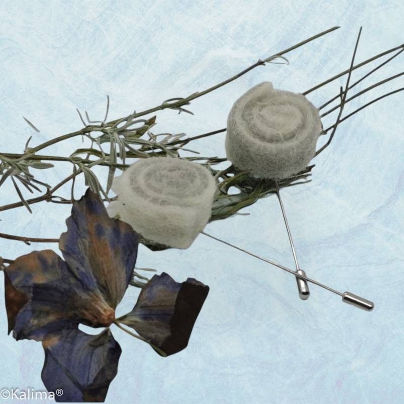 Tuchnadeln, Hutnadeln Handgemacht Aus Filz - Spirale, Grau Weiß von DesignKaliMa