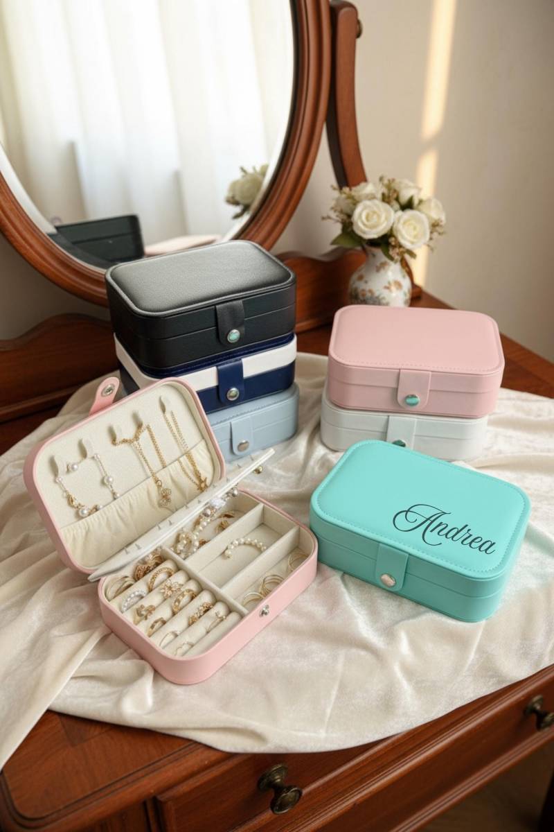 Personalisierte Schmuckkästchen Mit Namen - Reise Schmuckschatulle Pu Leder, Geschenk Für Sie, Frauen, Mädchen Kleine Weihnachtsgeschenke von DesignMarktDE