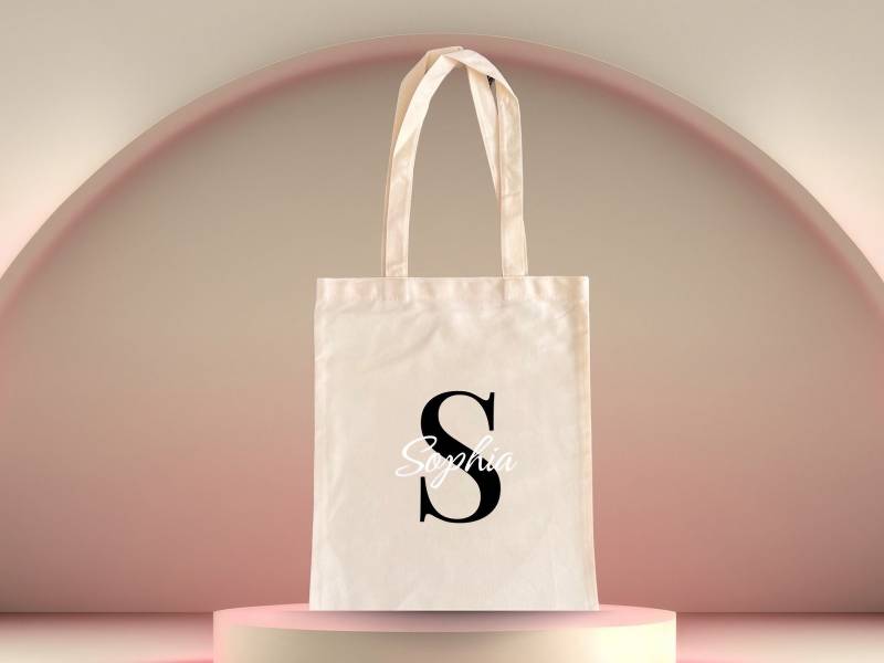 Personalisierte Stoffbeutel Mit Initial Und Name, Stofftasche Für Brautjungfern, Tragetasche Trauzeugin, Geschenke Geburtstag, Jga von DesignMarktDE