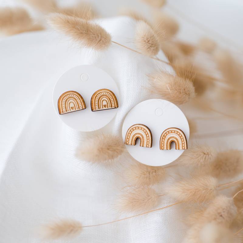 Ohrstecker Aus Holz I Regenbogen Mini Mädchen Ohrringe Weihnachten Wichtelgeschenk von DesignMeilenstein