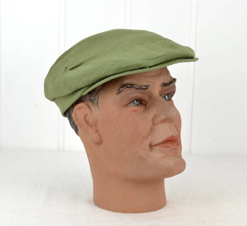 50Er Eaglecap Cleveland Größe 7 Flatcap Schiebermütze Leinen Leinenstoff Schirmmütze Usa Mid Century Vintage Design von DesignVintageShopDE