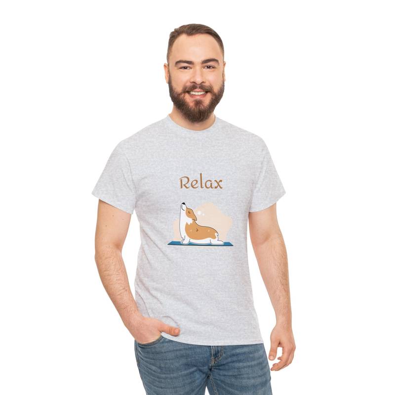 Unisex Heavy Cotton T-Shirt Relax Yoga Dog Pet Hund Unisex Heavy Cotton T-Shirt Relax Yoga Dog Pet Hund von DesignWorldStoreCo