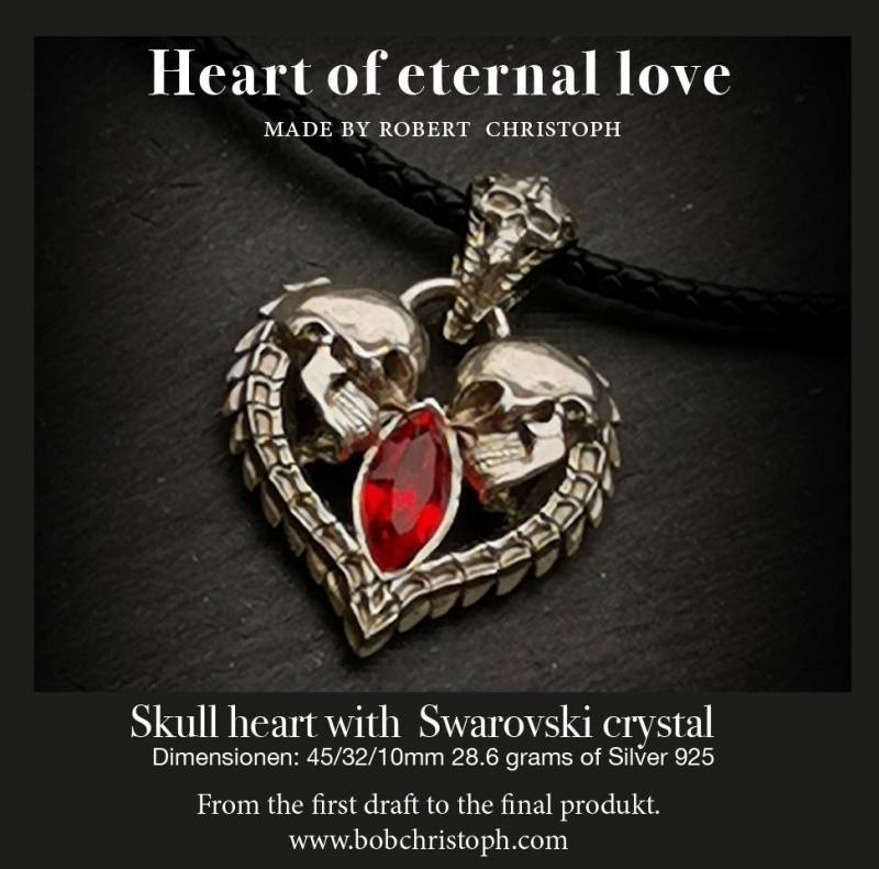 Silber Herz Ewiger Liebe, Damen Halskette, Swarovski Anhänger, Jewelry, With Rhinestone Crystal & Light Siam Swarovski Diamond von DesignartworkSwiss