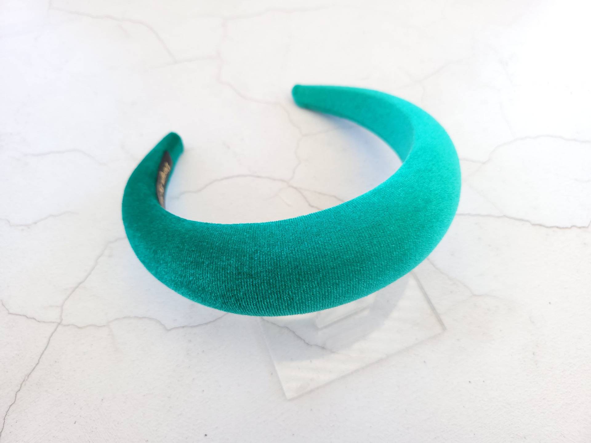 Jadegrünes Samt Gepolstertes Stirnband, 4 cm Breit, Halo-Stil von DesignbyHummingbird