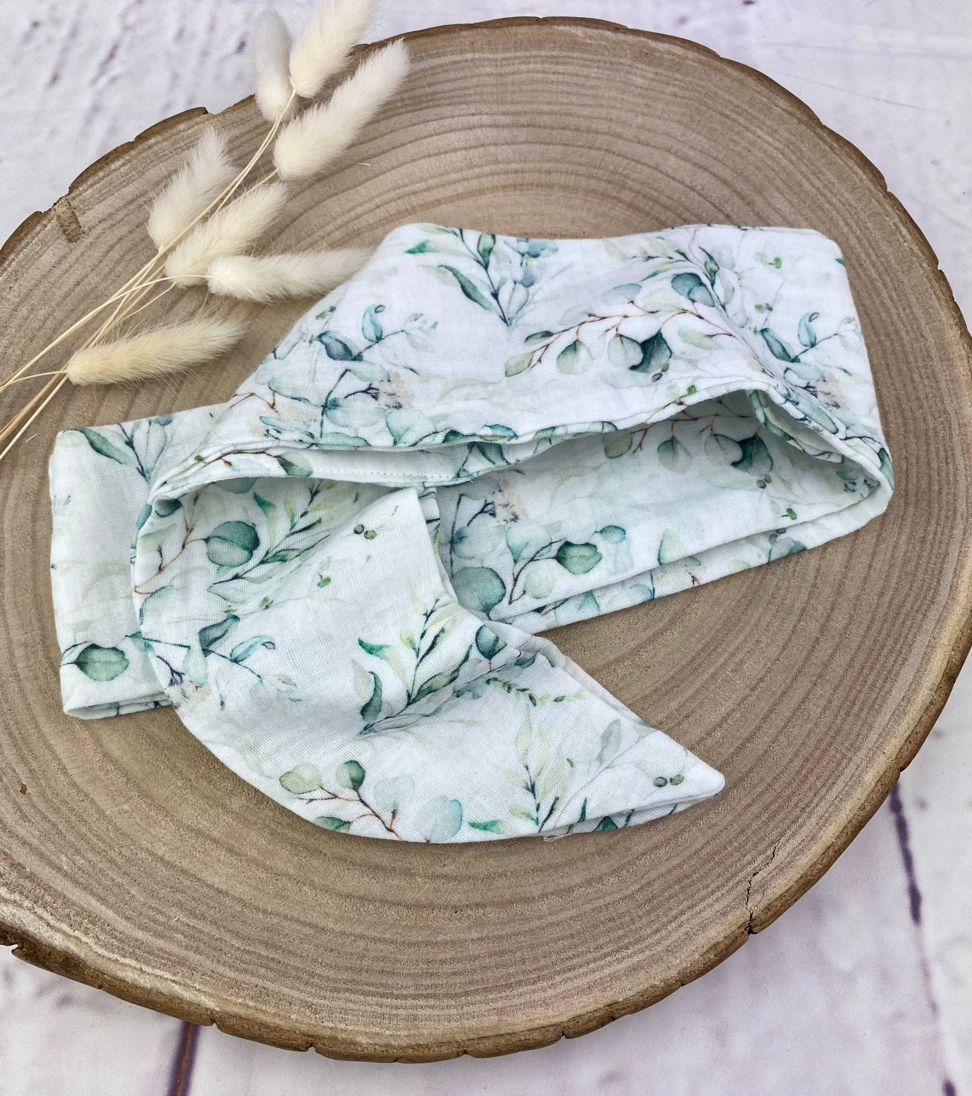 Bio Musselin Stirnband Zum Selber Binden Taillengürtel Musselinstoff, Bandeau, Stirnbandtuch Für Damen Eukalyptus Mauve Geblümt von DesignbyLaViola