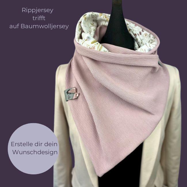 Wickelschal Wunschdesign Mit Knopf Oder Loop Schal Damen Rippjersey Bio Baumwolljersey Wunschmuster von DesignbyLaViola