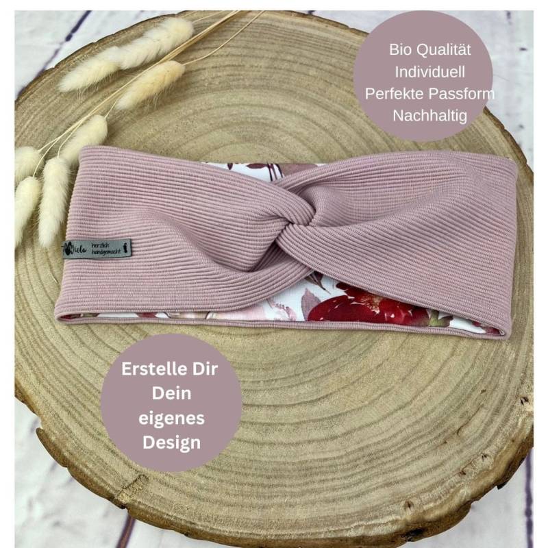 Winter Stirnband Geknotet Knotenstirnband Damen Bio Baumwolljersey Ottoman Rippjersey Verschiedene Muster Wunschdesign von DesignbyLaViola