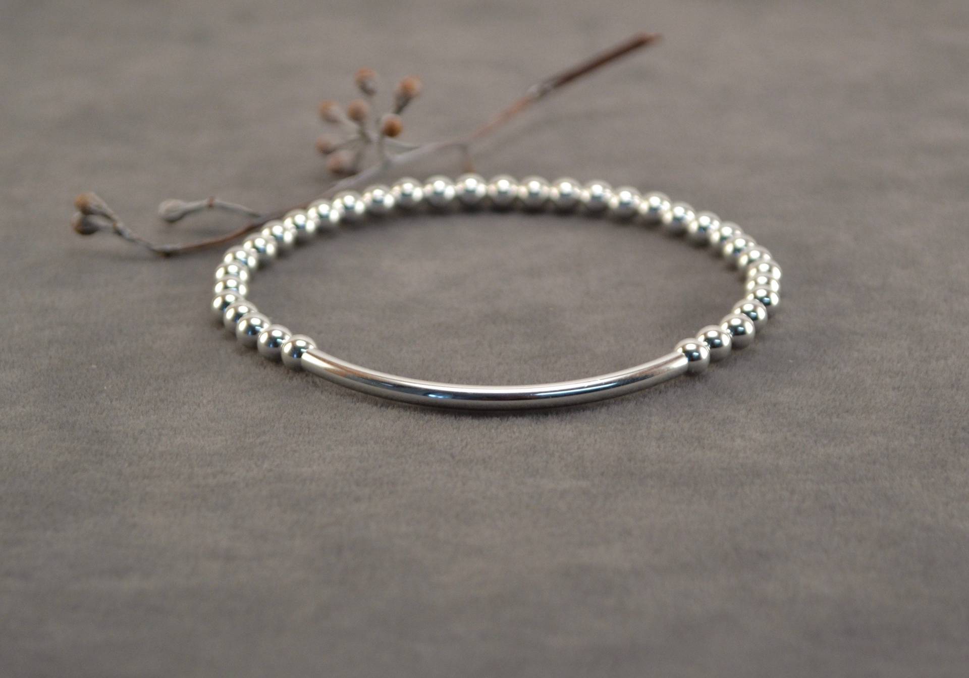 4 Mm Sterling Silber Perlenarmband Stapelbares Schlaucharmband von DesignbyNeringa