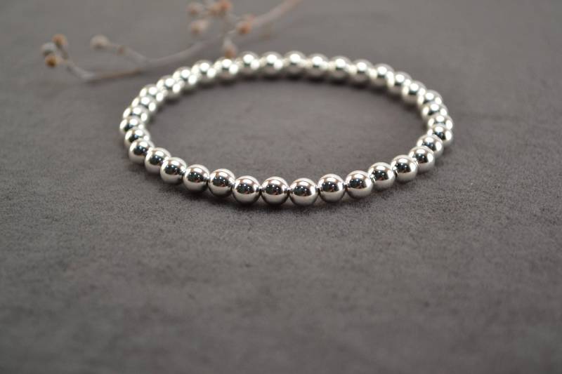 5 Mm Sterling Silber Perlenarmband Stapelbarer Stretch-Schmuck 5 Mm Sterling Silber Perlenarmband Stapelbarer Stretch-Schmuck von DesignbyNeringa
