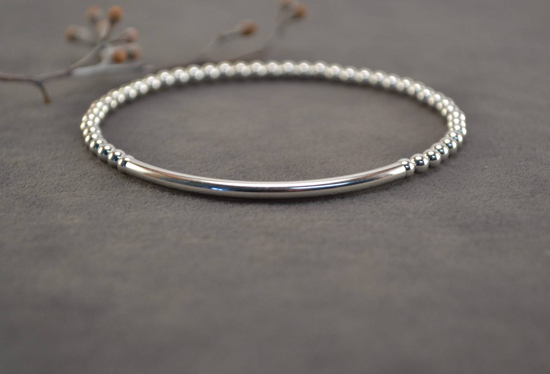 Sterling Silber Perlenarmband 3 Mm Stapelrohr Armband Sterling Silber Perlenarmband 3 Mm Stapelrohr Armband von DesignbyNeringa
