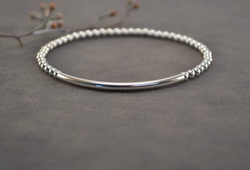 Sterling Silber Perlenarmband 3 Mm Stapelrohr Armband Sterling Silber Perlenarmband 3 Mm Stapelrohr Armband von DesignbyNeringa