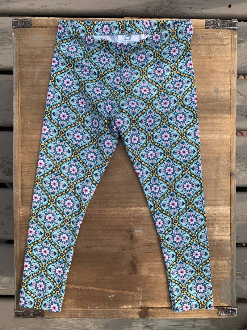 Florale Mädchen Leggings, Blumen Boho Leggings - Größe 2-5 von DesignbySandee