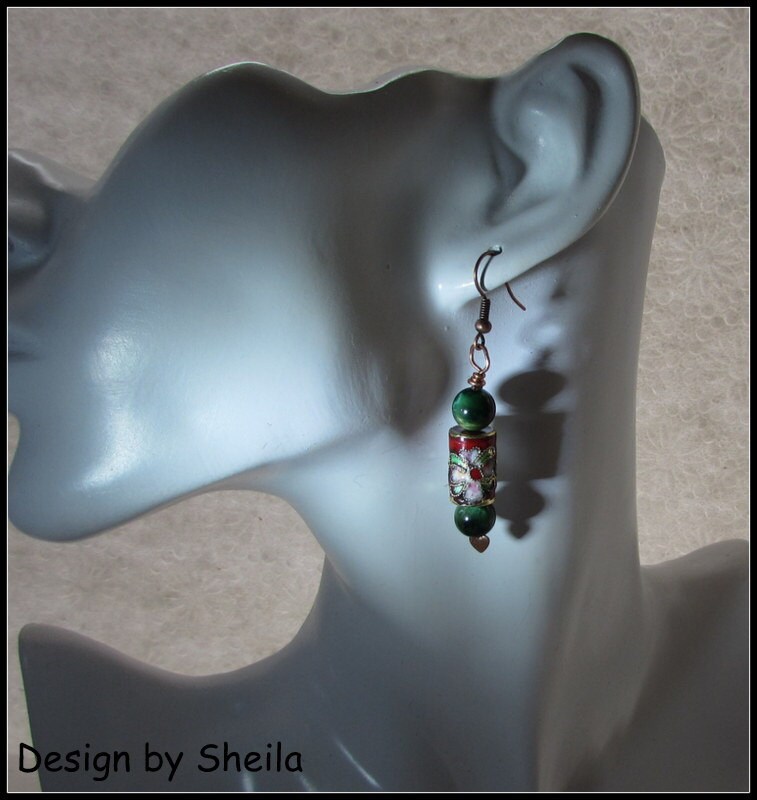 Ohrringe Tiger Eye Und Cloisonné Ohrringe Tiger Eye Und Cloisonné von DesignbySheila