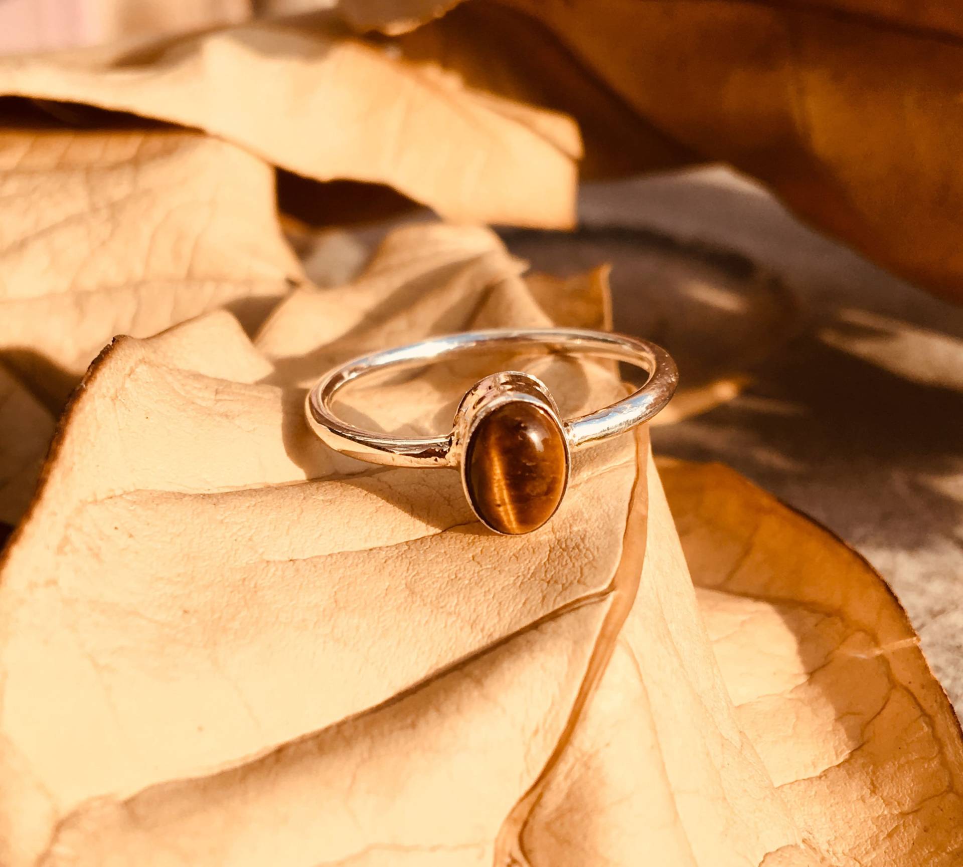 Natürlicher Tigerauge Ring, 925 Sterling Silber Brauner Edelstein Schmuck, Handgemachter Ring Für Mädchen, Augenring, Geschenkring Sie von Designbyneeraj