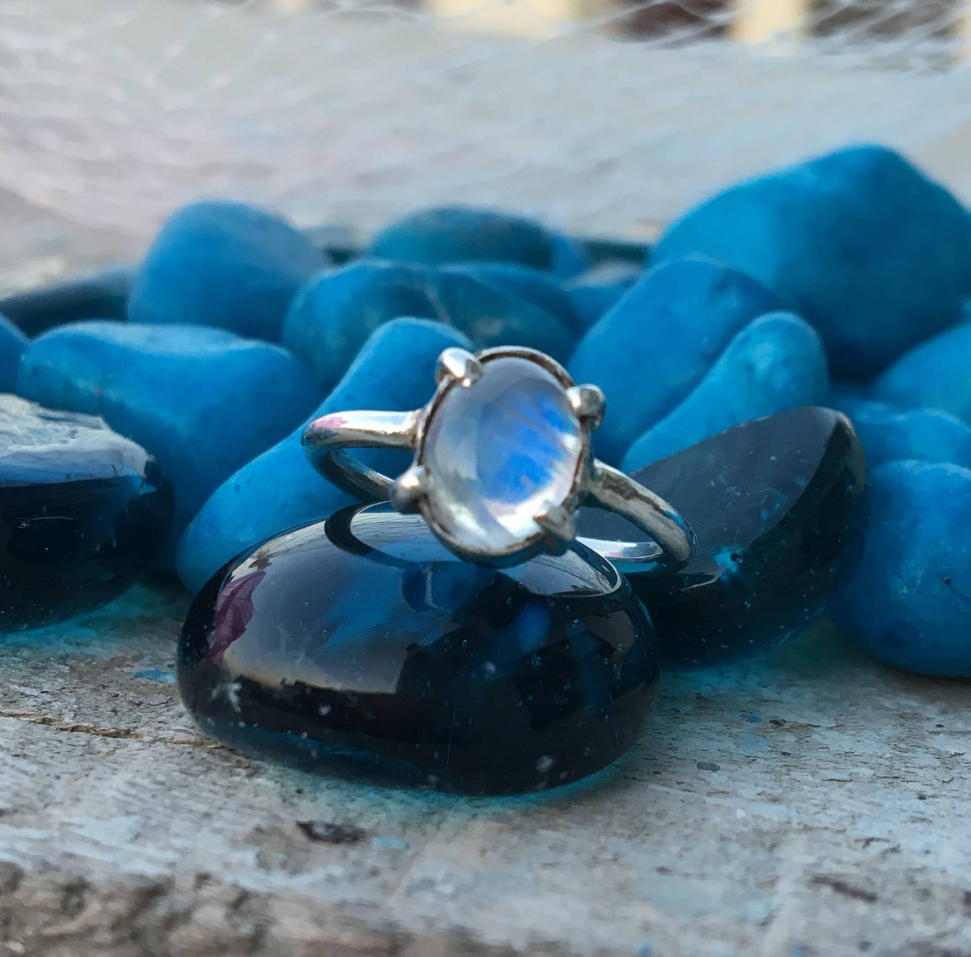 Regenbogen Mondstein Ring, 925 Sterling Silber, Juni Geburtsstein, Stimmungsring, Handgemachter Schmuck, Geschenkring, Geschenk Für Sie von Designbyneeraj