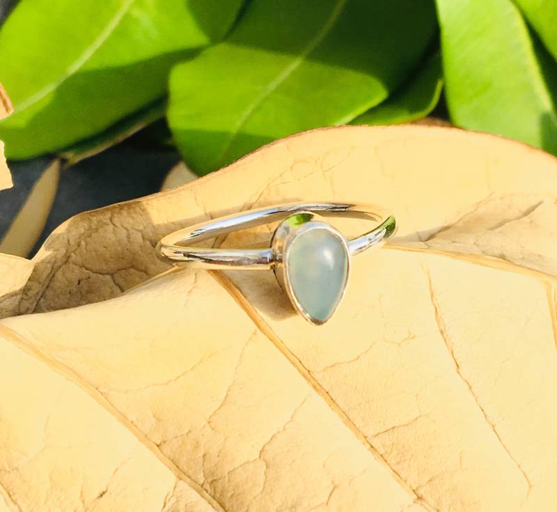 Schöner Aqua Chalcedon Ring, 925 Sterling Silber, Oktober Geburtsstein, Geschenk Für Sie, Ringe Frauen von Designbyneeraj