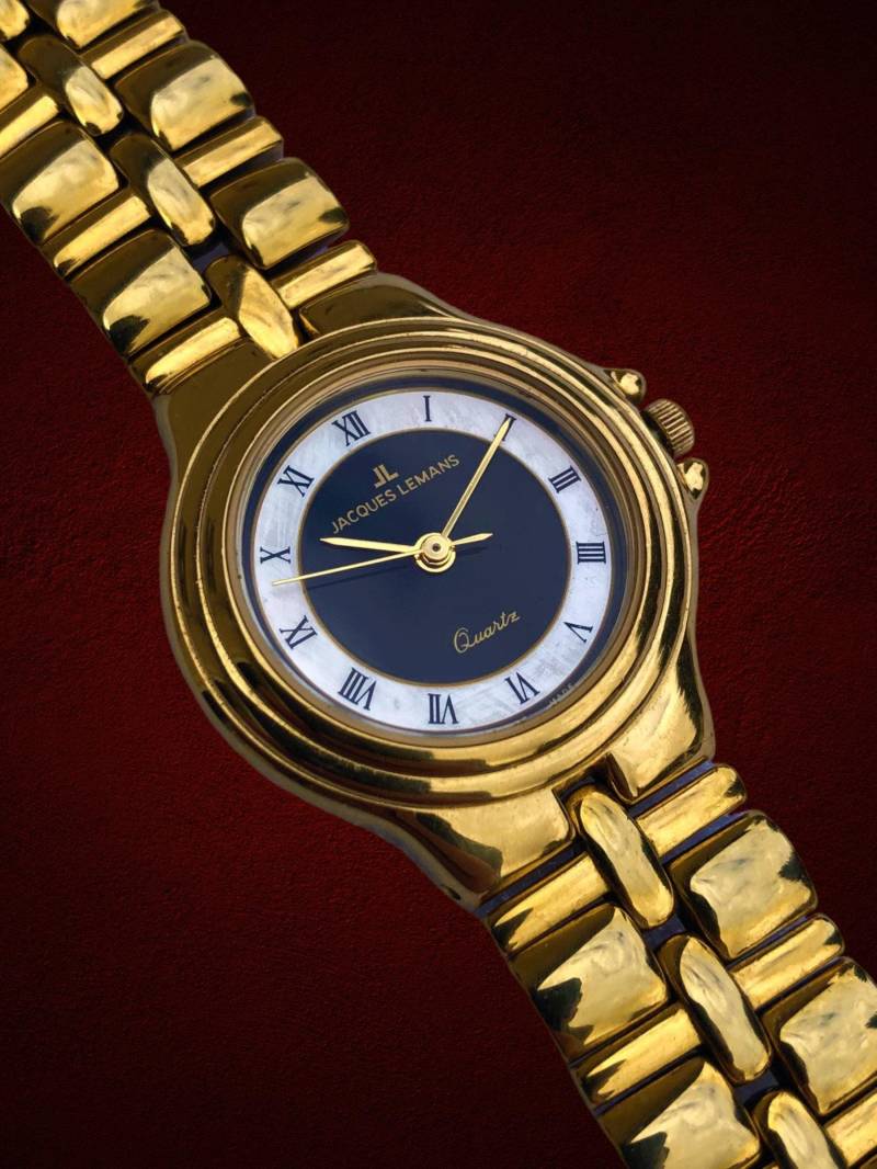 Jacques Lemans No. 642 in 10Mic Gold Plated Quartz Women Ladies Wrist Watch With Mother Of Pearl Dial Swiss Made 3Atm Pure Luxury Elegance von Designconcepte