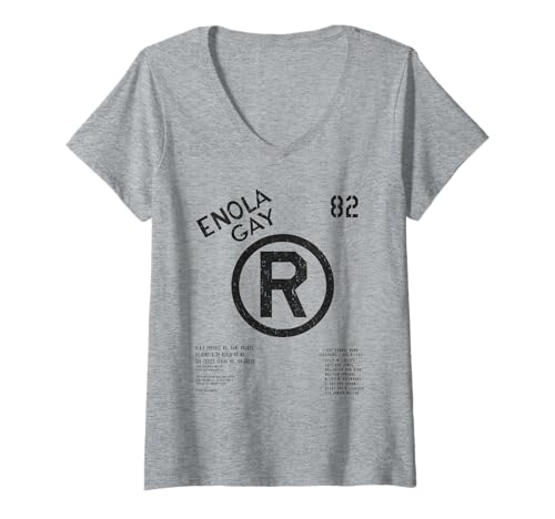 Damen Enola B-29 Superfortress T-Shirt zur Geschichte der Luftfahrt aus dem Zweiten Weltkrieg, schwul T-Shirt mit V-Ausschnitt Damen Enola B-29 Superfortress T-Shirt zur Geschichte der Luftfahrt aus dem Zweiten Weltkrieg, schwul T-Shirt mit V-Ausschnitt von Designed For Flight