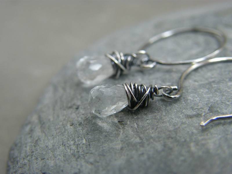 Draht Gewickelt Aquamarin Sterling Silber Creolen Draht Gewickelt Aquamarin Sterling Silber Creolen von DesignedByAnnemarie