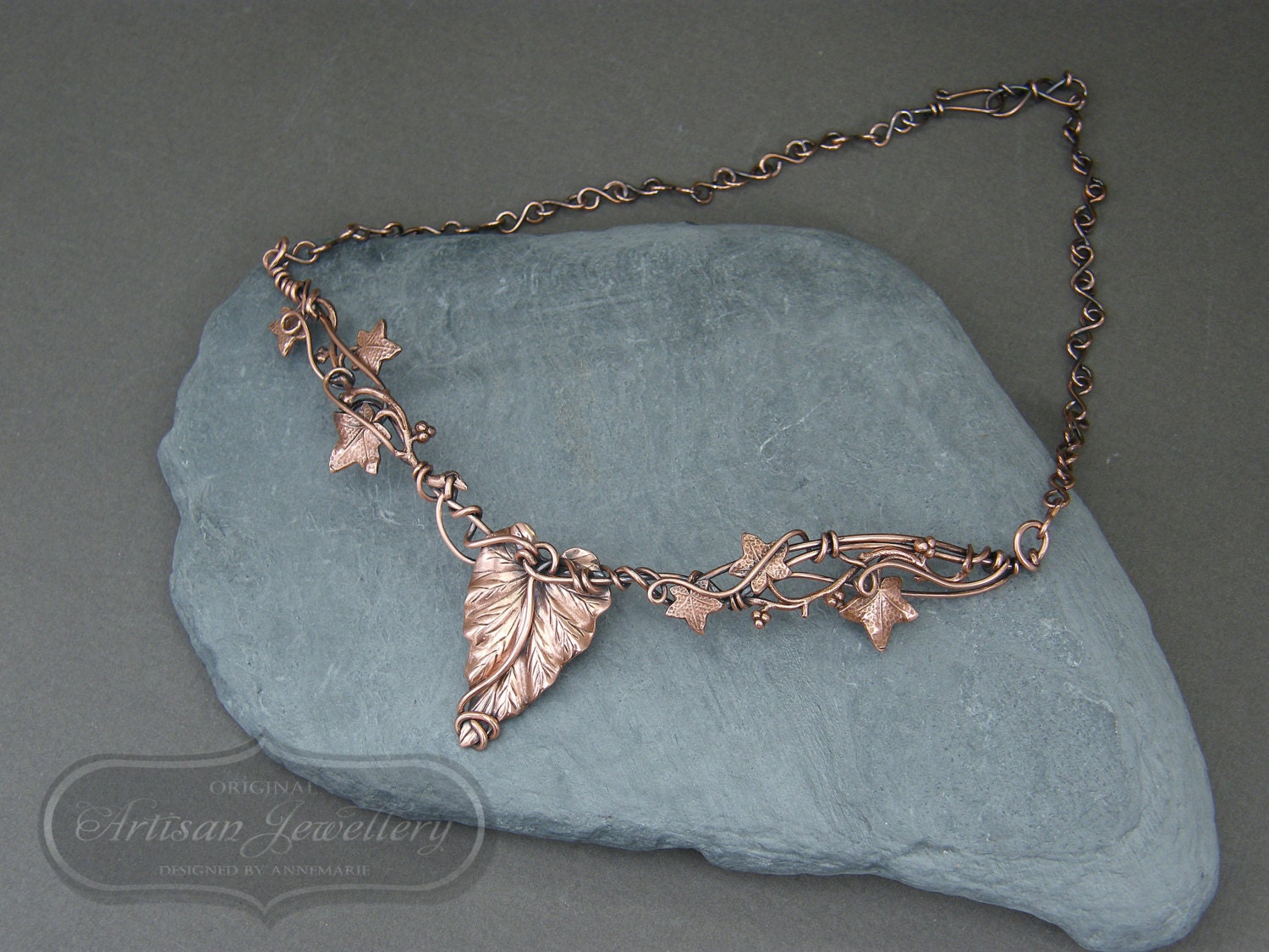 Draht Gewickelt Kupfer Blatt Halskette Boho Statement Schmuck Draht Gewickelt Kupfer Blatt Halskette Boho Statement Schmuck von DesignedByAnnemarie
