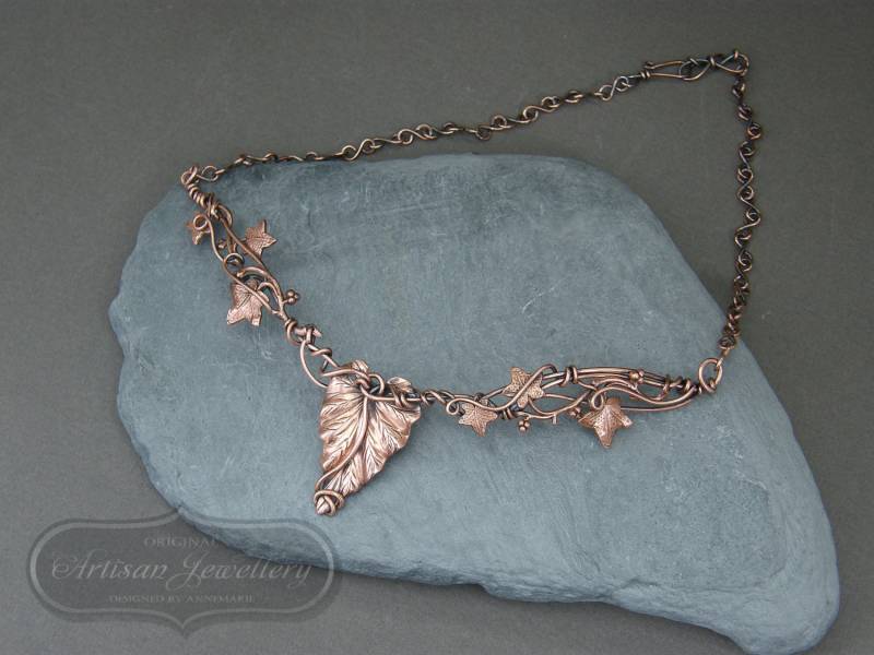 Draht Gewickelt Kupfer Blatt Halskette Boho Statement Schmuck Draht Gewickelt Kupfer Blatt Halskette Boho Statement Schmuck von DesignedByAnnemarie