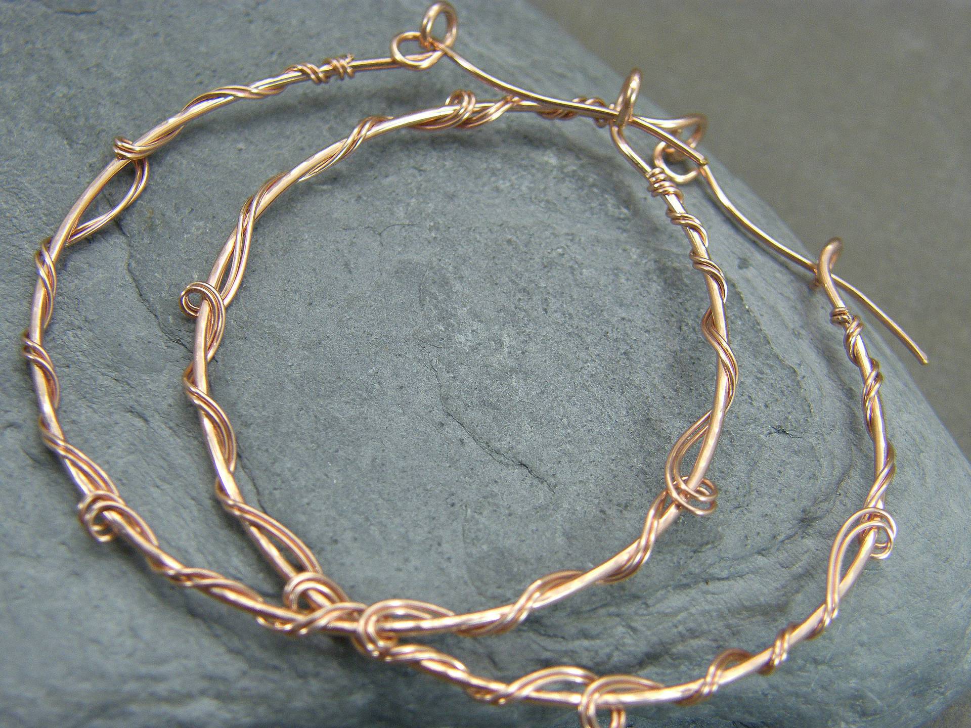 Handgemachte Rosegold Filled Creolen Twisted Wire Design Handgemachte Rosegold Filled Creolen Twisted Wire Design von DesignedByAnnemarie