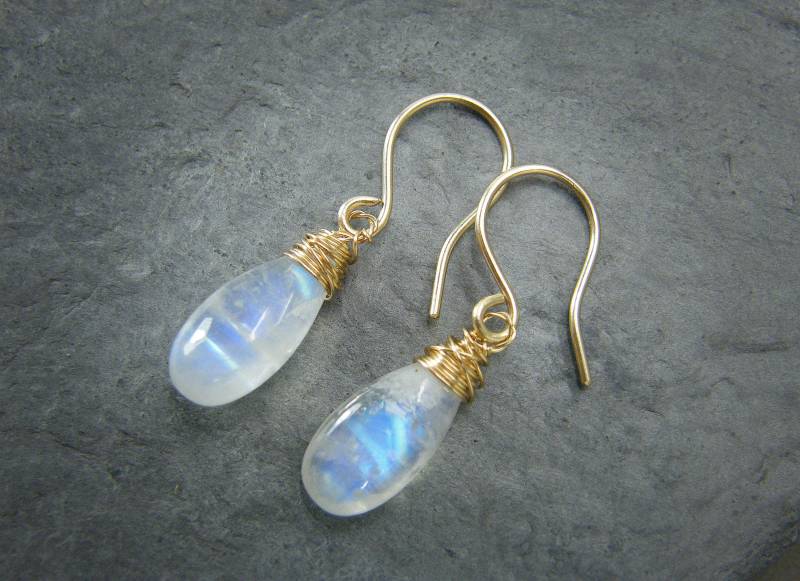 Mondstein Ohrringe ~ Baumeln Blauer 9Ct Gold Jubiläumsgeschenk Für Sie Mondsteine von DesignedByAnnemarie