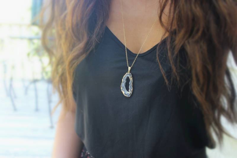 Druzy Quarz Anhänger Halskette, Achat Statement Halskette von DesignedByLei