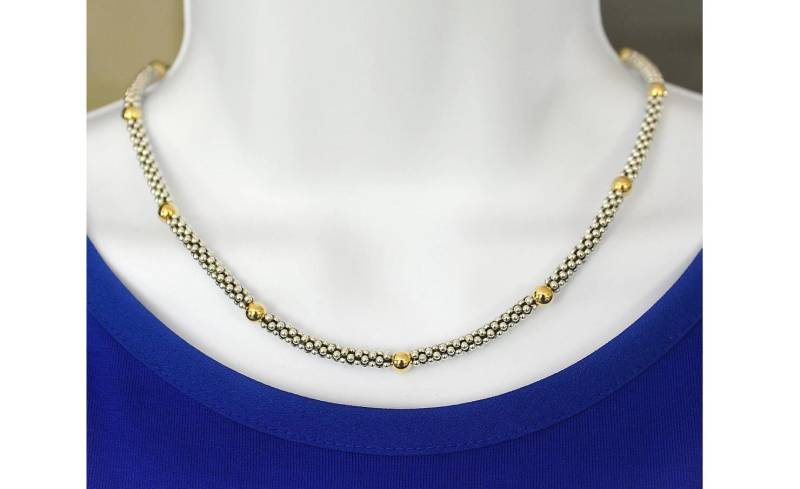 Gold Und Silber Mixed Metals Halskette, Sterlingsilber Bali Perlen Mit 14Kt Gold-Filled Zweifarbige Knebelverschluss Gold Und Silber Mixed Metals Halskette, Sterlingsilber Bali Perlen Mit 14Kt Gold-Filled Zweifarbige Knebelverschluss von DesignedByLisbet