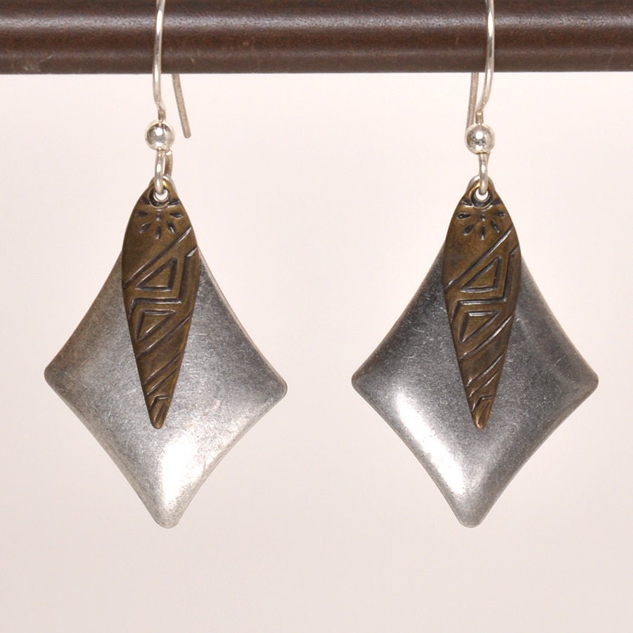 Zweifarbig, Gemischtes Metall, Antik Silber-Vergoldet, Ohrhänger, Ohrhänger Zweifarbig, Gemischtes Metall, Antik Silber-Vergoldet, Ohrhänger, Ohrhänger von DesignedByLisbet