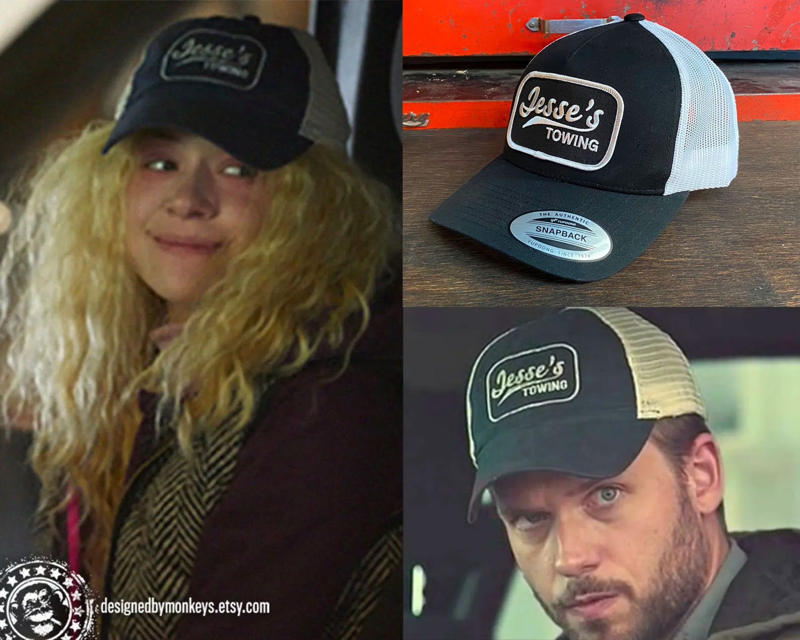 Orphan Black - Jesse's Towing Hat, Schwarzer Trucker-Hut Mit Weißen Netz, Mittleres/Hohes Profil, Helena Schirmgenau von DesignedByMonkeys