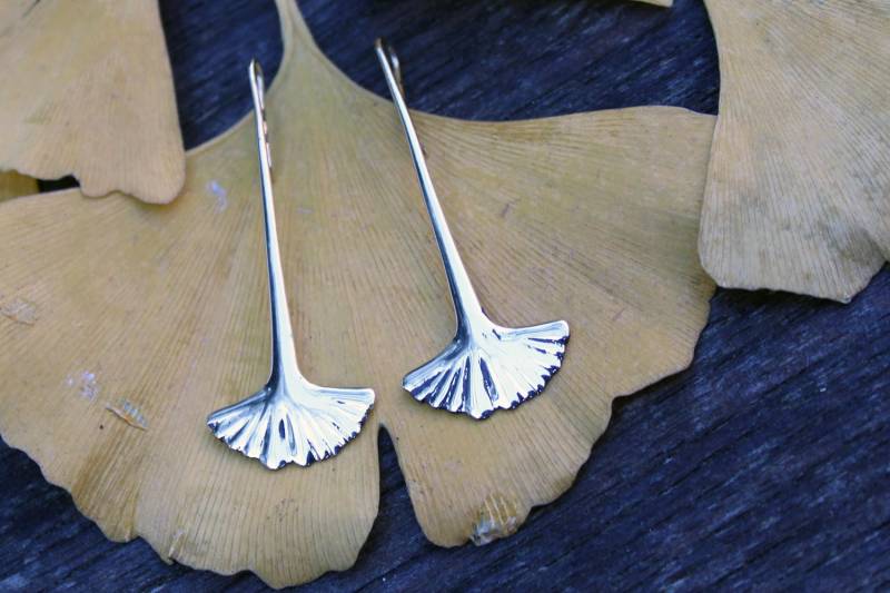 Ginkgo Blätter Silber Ohrringe Ginkgo Blätter Silber Ohrringe von DesignedByNatureCo