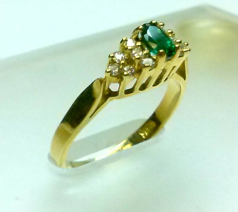 Smaragd Diamant Ring 14Kgelbes Gold, Natürlicher Edelstein Smaragd Diamant Ring 14Kgelbes Gold, Natürlicher Edelstein von DesignedbyEllens
