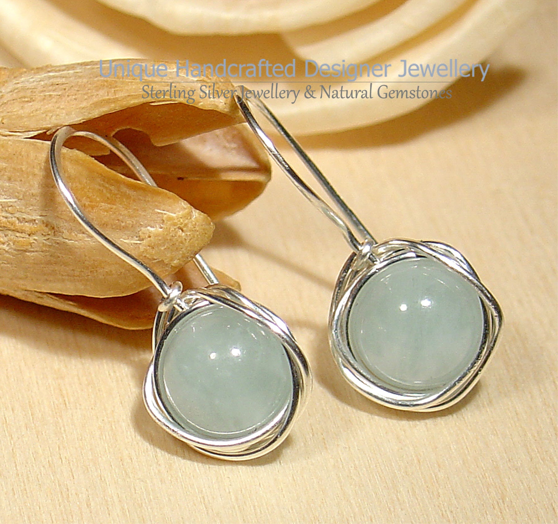 Aquamarin 925 Silber Ohrringe Sterling Handmade Schmuck 1123-2 von DesignerJewelleryRG