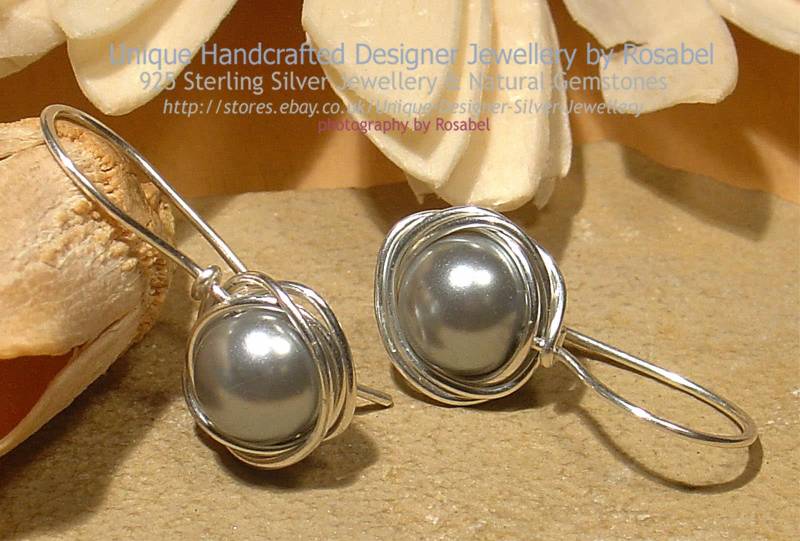 Perle 925 Silber Ohrringe Grau Handmade Schmuck 0218-1 Perle 925 Silber Ohrringe Grau Handmade Schmuck 0218-1 von DesignerJewelleryRG