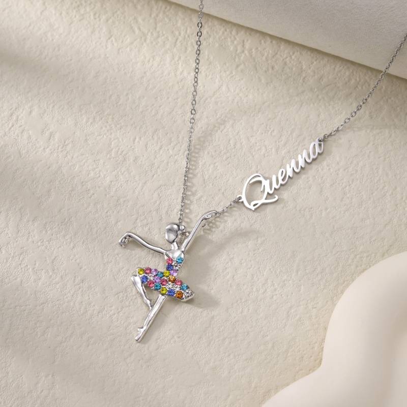 Ballett Tänzerin Halskette Mit Name|Personalisierte Ballerine Halskette|Tänzer Für Frauen|Tanzschule Geschenk|Tanz-Team Geschenk von DesignerNameJewelry