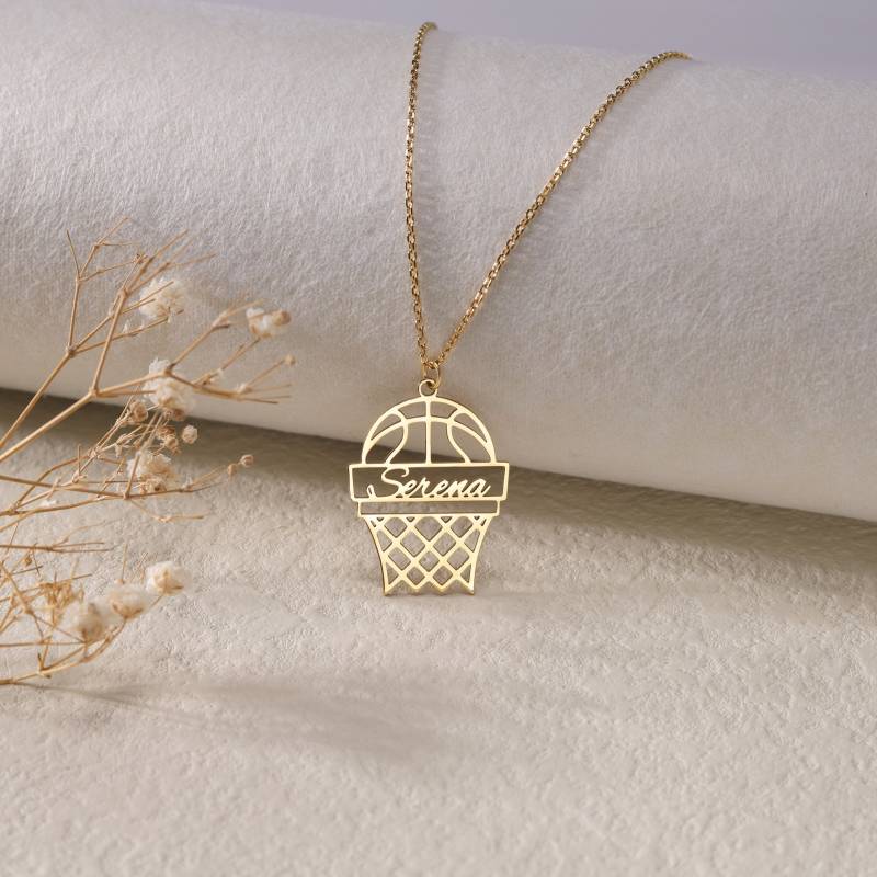 Benutzerdefinierte Basketball Name Halskette|Personalisierte Anhänger Kette Für Fan|Basketball Sport Spieler Typenschild Halskette|Sport Schmuck von DesignerNameJewelry