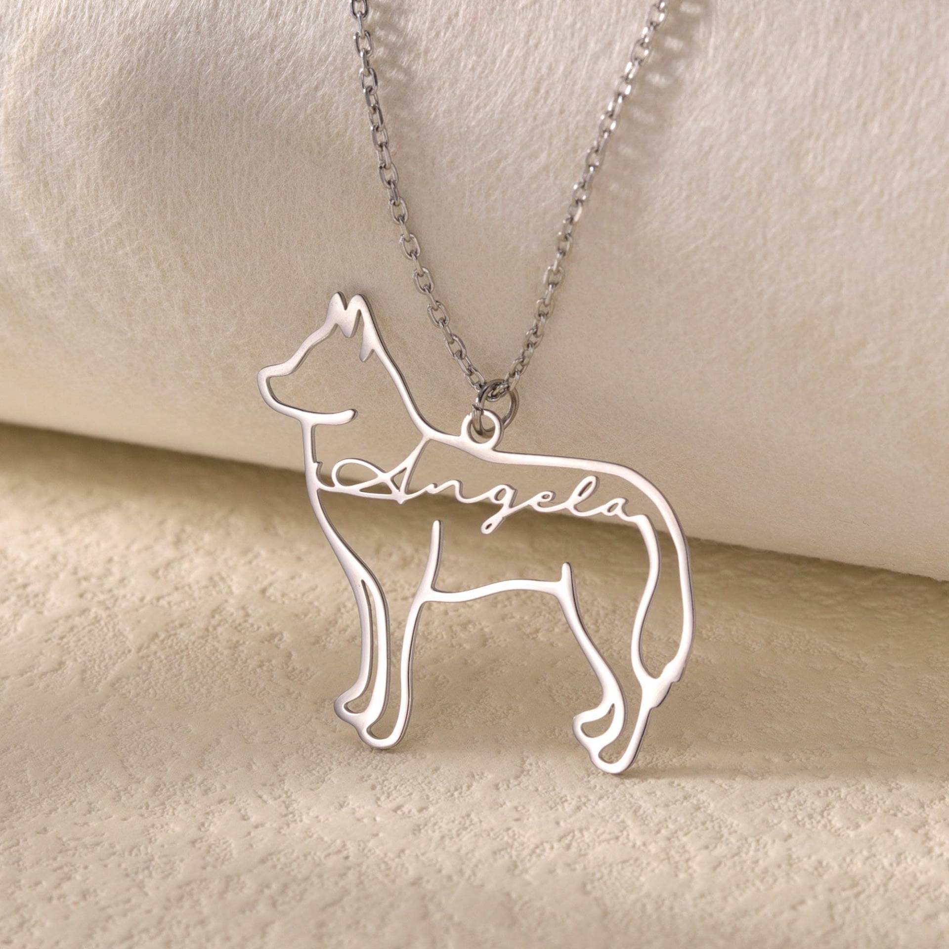 Individuelle Haustier-Umriss-Bild-Halskette| Personalisierte Hundekette Mit Namen| Hunderasse Silhouette Halskette| Tier Erinnerungsgeschenk von DesignerNameJewelry