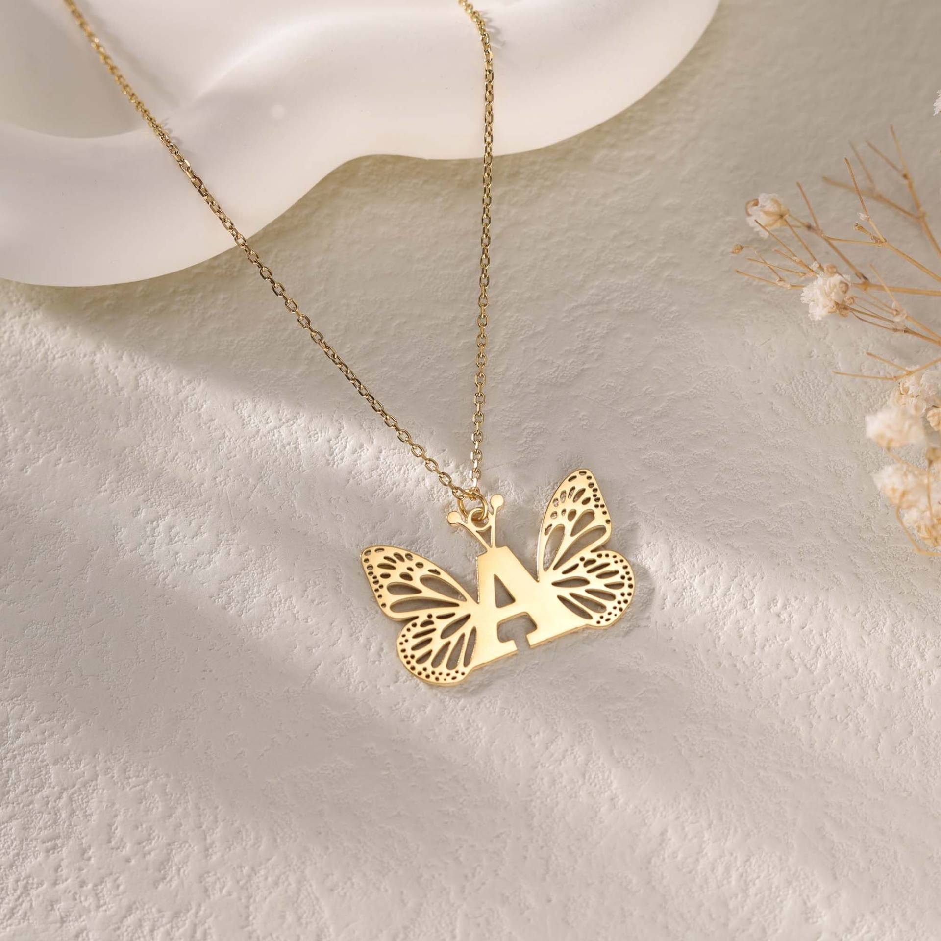 Minimalist Initial Halskette Mit Schmetterling|Personalisierte Halskette|Personalisierter Schmuck Für Frauen|Silber Halskette|Geschenk Kinder von DesignerNameJewelry