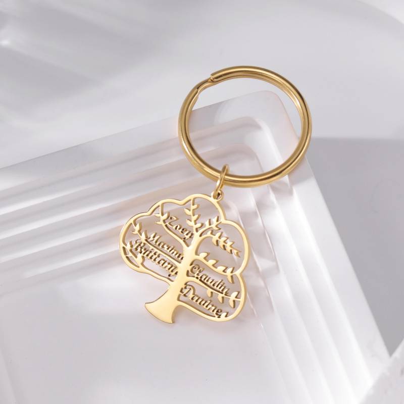 Personalisierter Lebensbaum Schlüsselbund Für Mama|Gravierte Familienmitglieder Name Schlüsselanhänger|Eiche Baum Autoschlüssel von DesignerNameJewelry