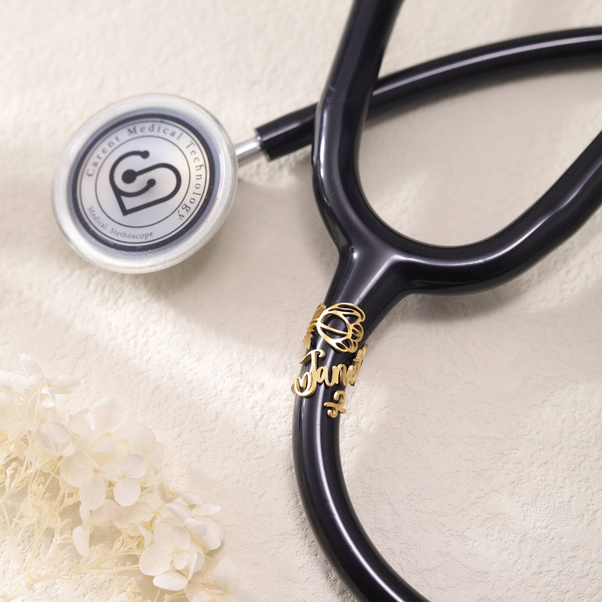 stethoskop Personalisiertes Namensschild Mit Blumen|Violett Id Tag|stethoskop Tulpe Charm Für Arzt|Geschenk Krankenschwester Abschluss|Rn Geschenk von DesignerNameJewelry